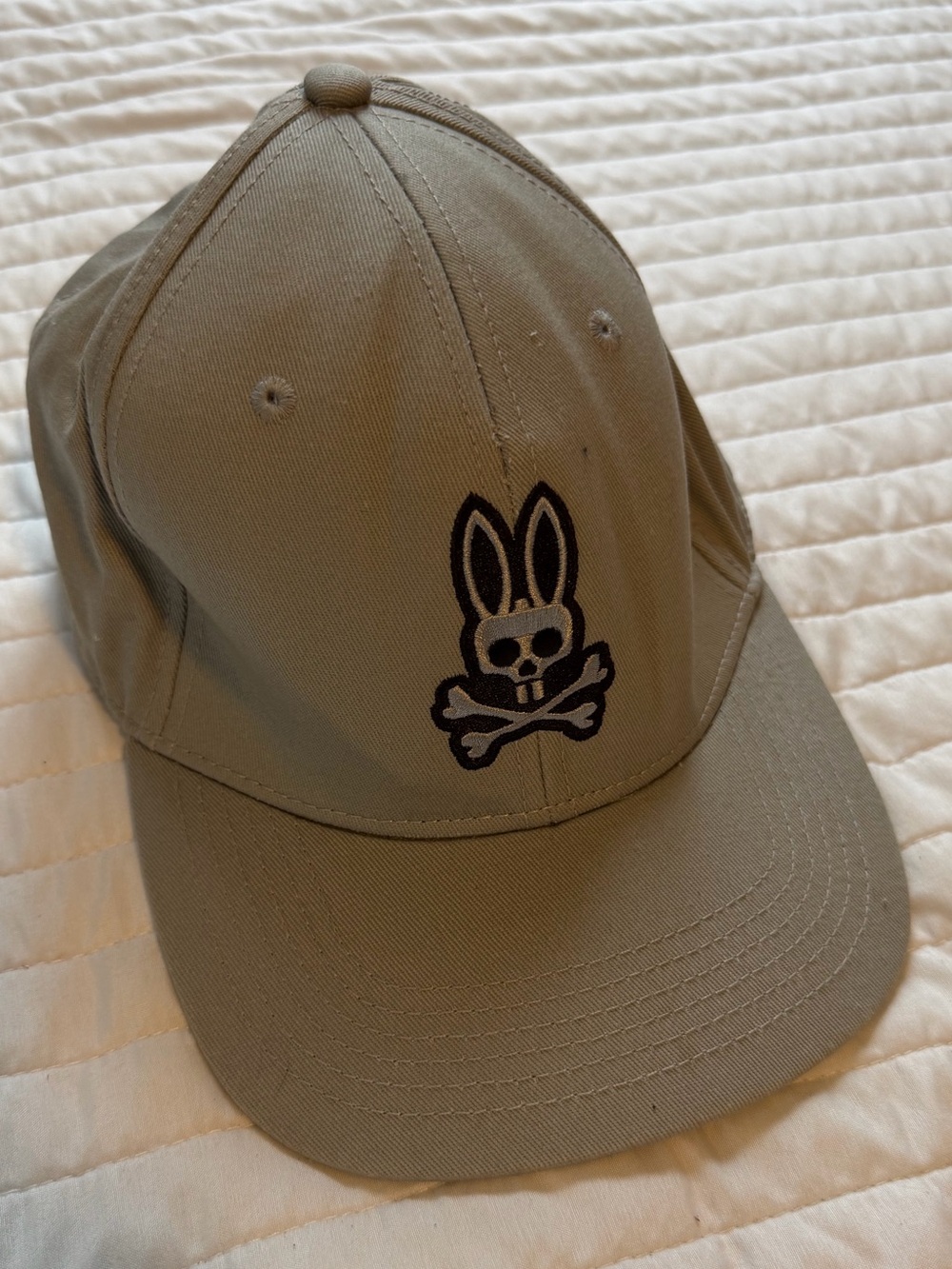 Psycho Bunny Taupe Cap with Black Skull Bunny Logo